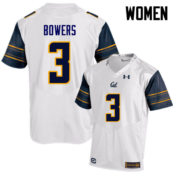 Women #3 Ross Bowers Cal Bears (California Golden Bears College) Football Jerseys Sale-White